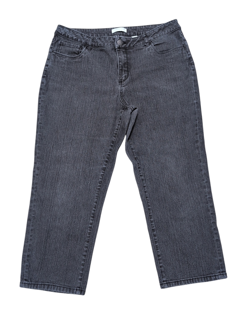 Coldwater Creek Straight Leg Jeans in Charcoal Gray Faded Black Ankle Or‎ Capri